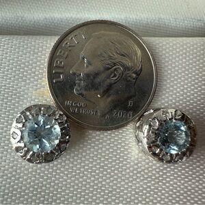 Sterling Silver Earrings with Blue Topaz and Diamonds